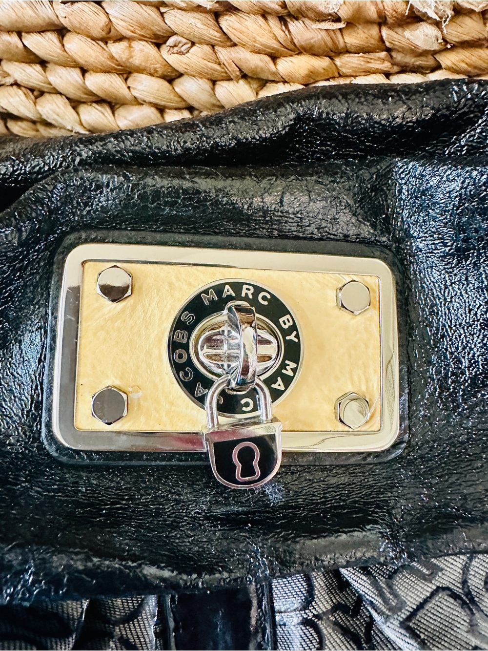 Marc by Marc Jacobs Black & Gray Monogram Vinyl Jelly Lil Riz Hobo Shoulder Bag - Picture 5 of 10